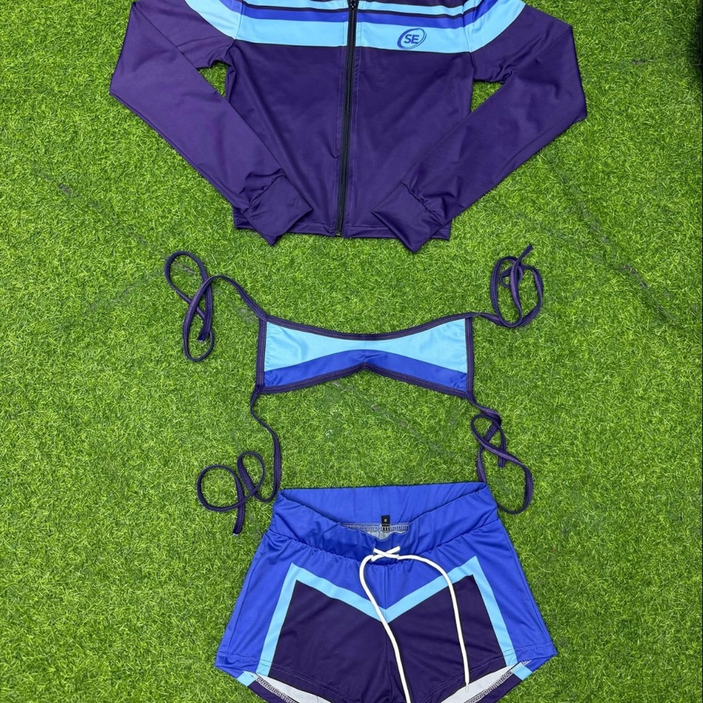 Women's Blue and Purple Swim Set